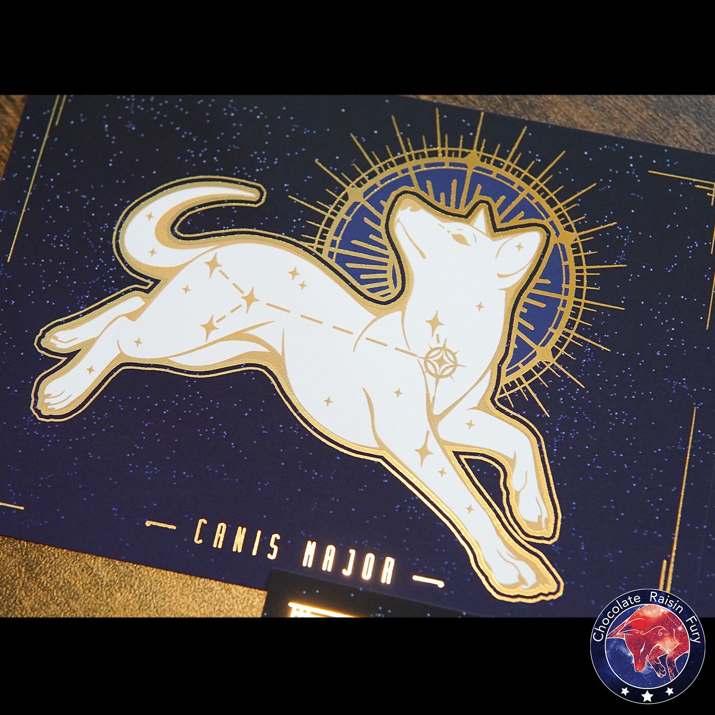 Canis Major Mini A6 Foil Prints - constellation, galaxy, stars, hound, dog art, greek mythology art.