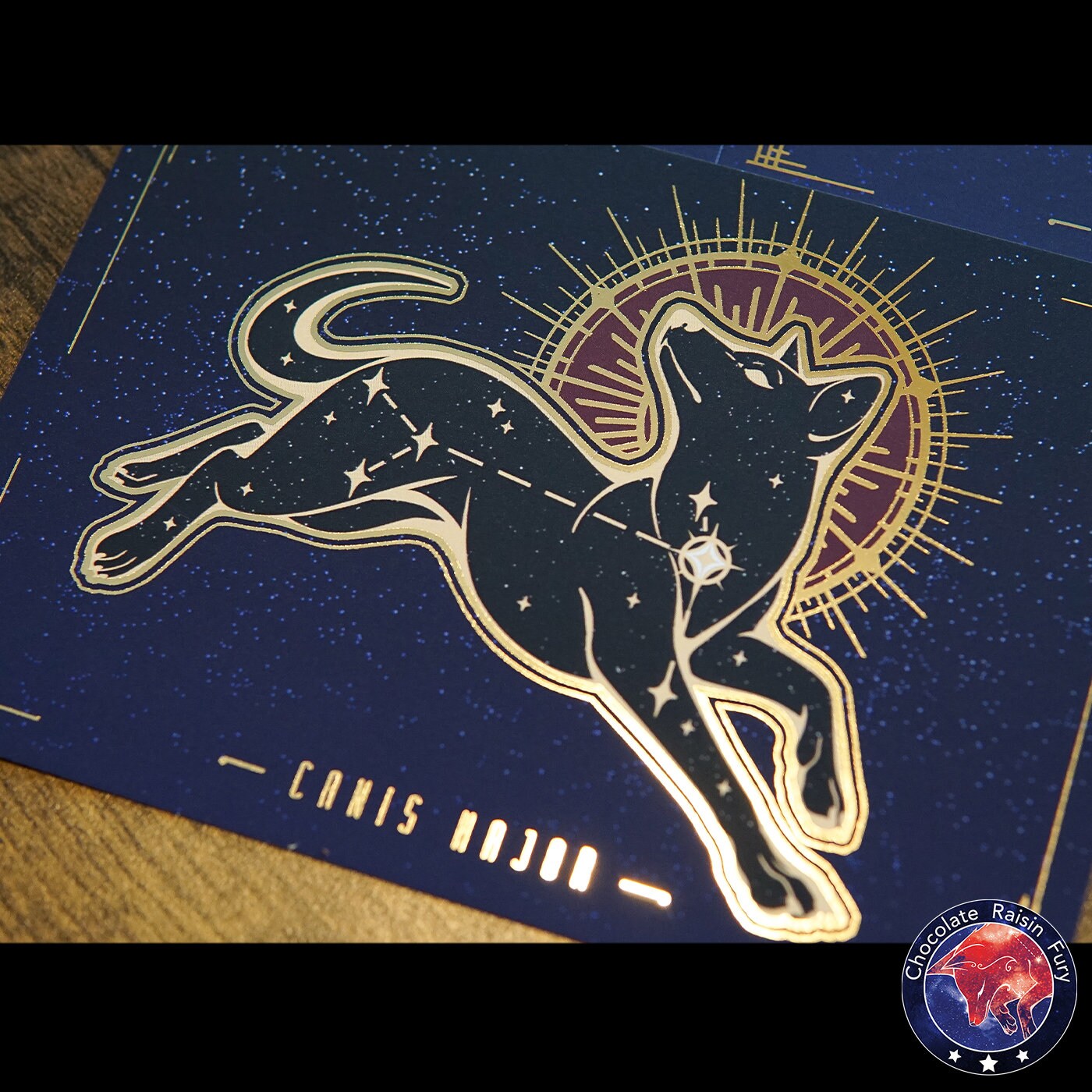 Canis Major Mini A6 Foil Prints - constellation, galaxy, stars, hound, dog art, greek mythology art.