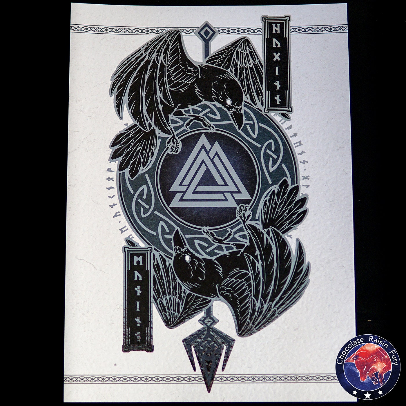 Odin's Ravens - A4 Silver Foil Print