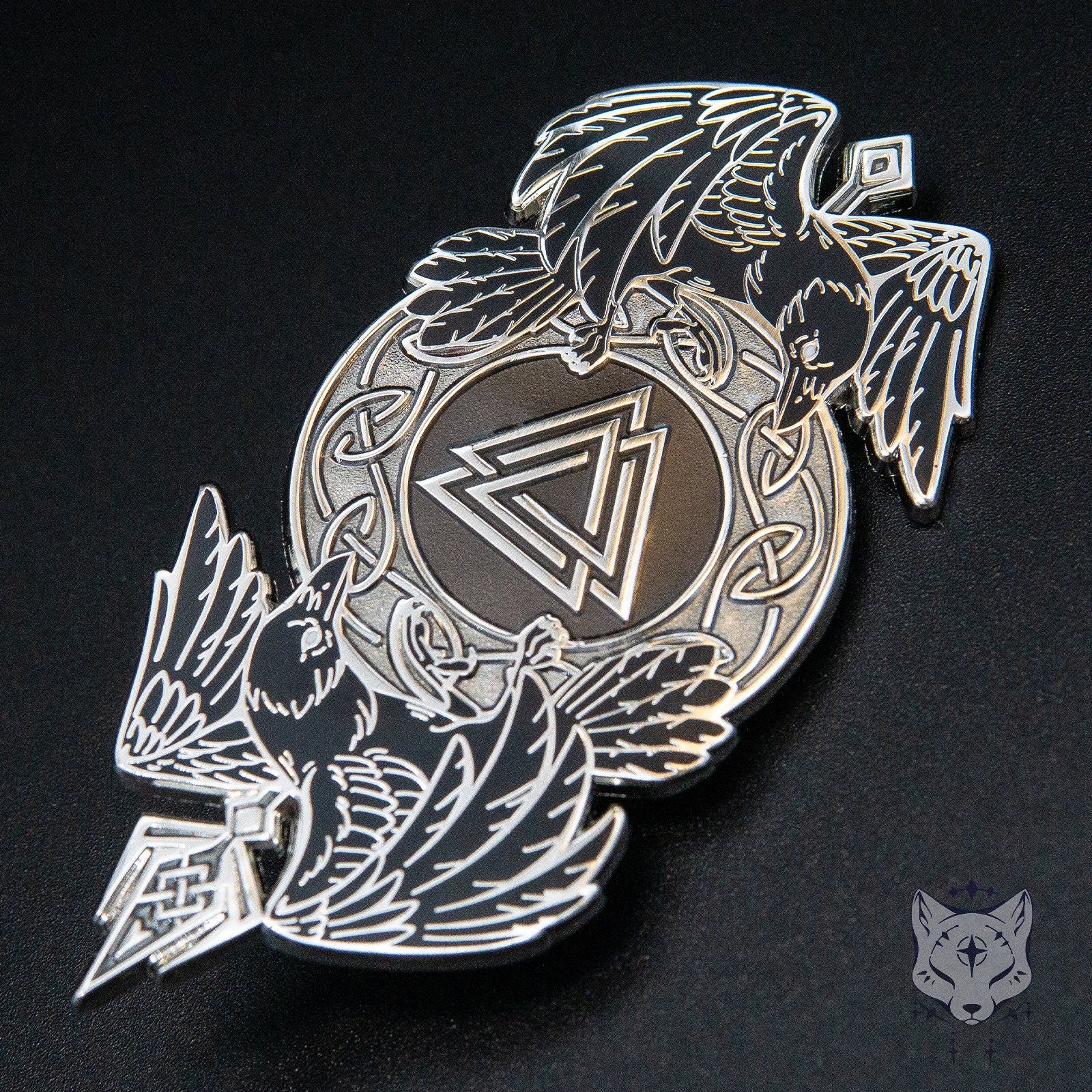 Odin's Ravens Enamel Pin - Silver Variant