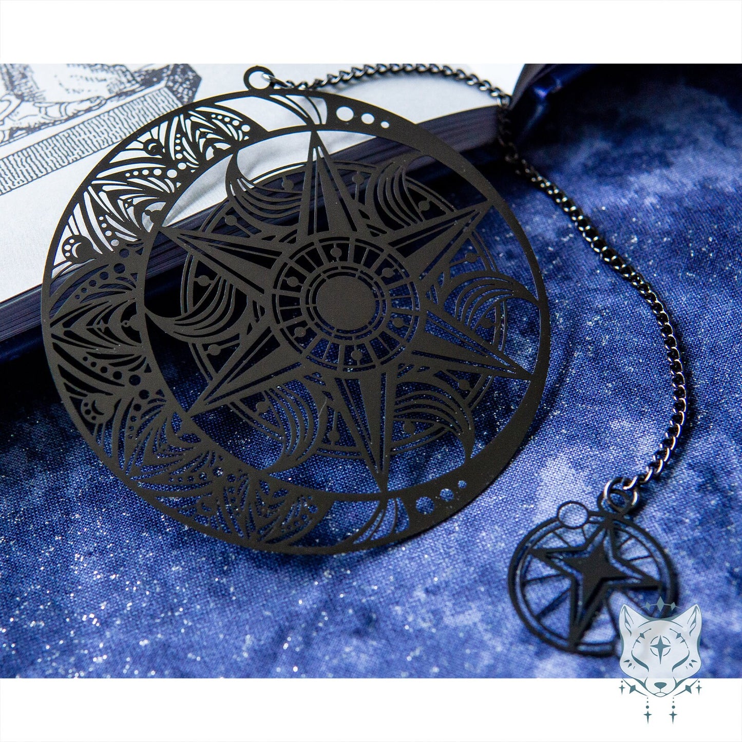 Black Celestial Mandala Metal Bookmark