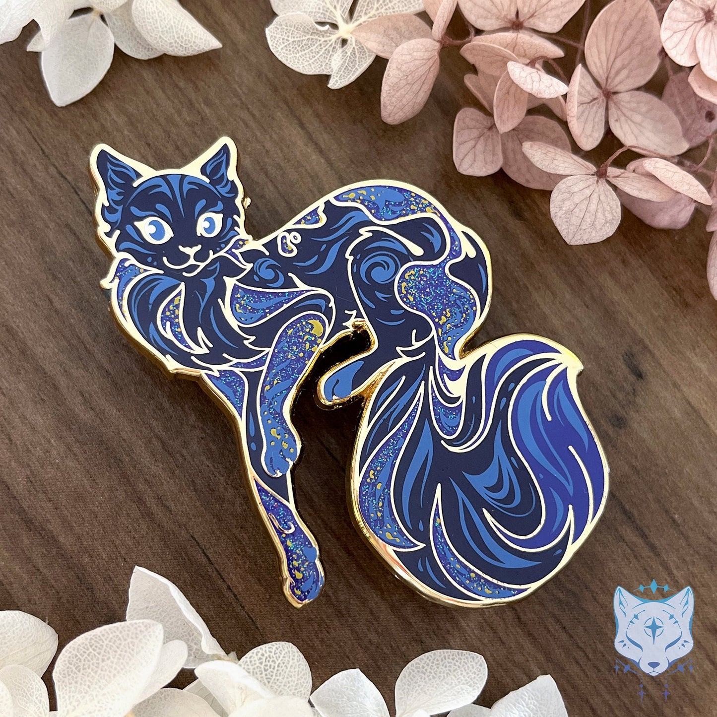 Earth Night Cat Planet Pin -  65mm / 2.55" Space Cat enamel pin