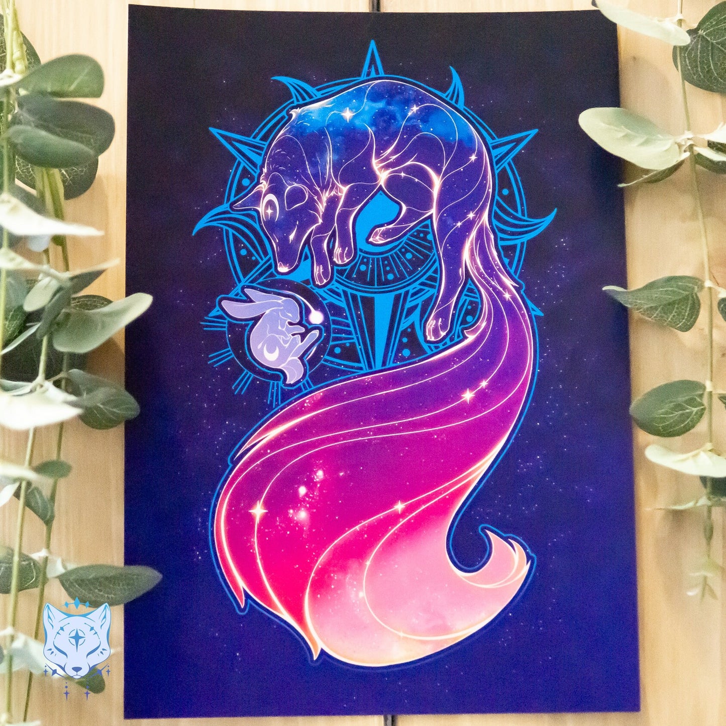 Teumessian Fox & The Moon - A4 Holographic Foil Print